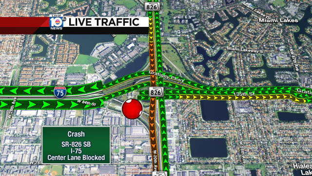 CRASH: SR-826 SB & I-75; a center lane is blocked and delays are starting to build. #TRAFFIC #MIAMI https://t.co/YLNnXdYoIv