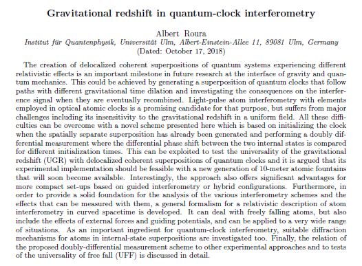 QsenseRise's tweet photo. New Q-SENSE_RISE publication! "Gravitational redshift in quantum-clock interferometry" by A. Roura
THANKS to #RISE @EU_H2020 @MSCActions #europeancommision
LINK to the publication: https://t.co/P59CLR8FIf

#coldatoms #quatummetrology #quatumsensors @BlackPhysicists #physics https://t.co/ugD4KrRncX