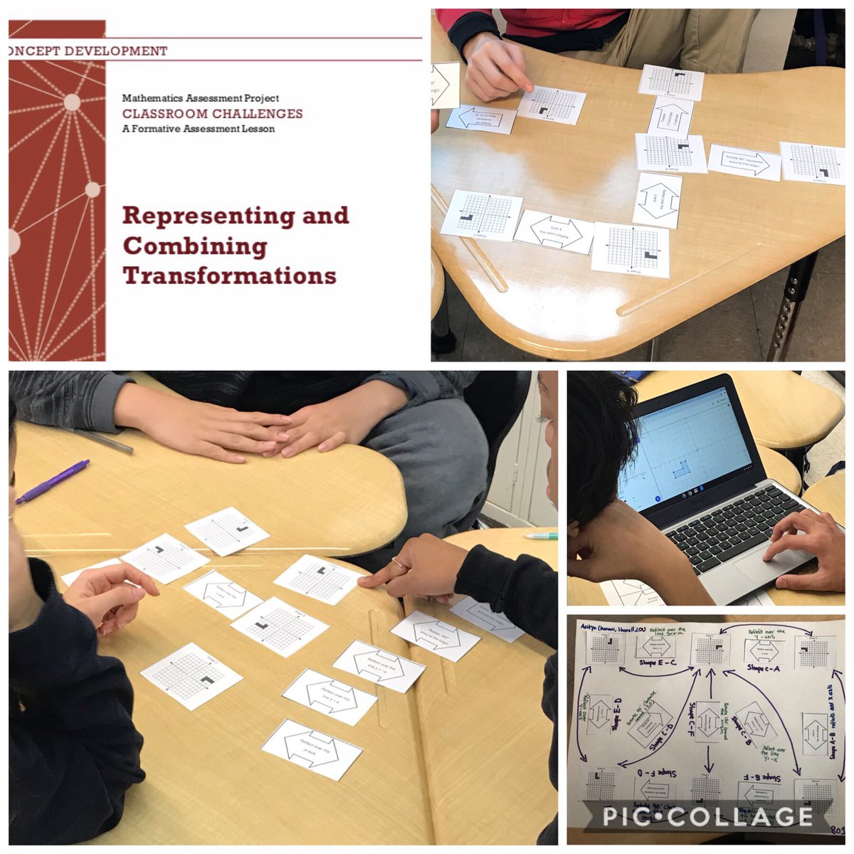 ampacura's tweet photo. Tried out a new #MathAssessmentProject #FormativeAssessmentLesson thanks to my @MathforAmerica #PLT on representing & combining transformations yesterday in 8th grade which led to some great student discussions #mtbos #iteachmath #teach180 #geometrychat #msmathchat #MfAProud https://t.co/mJVvJoZHlG