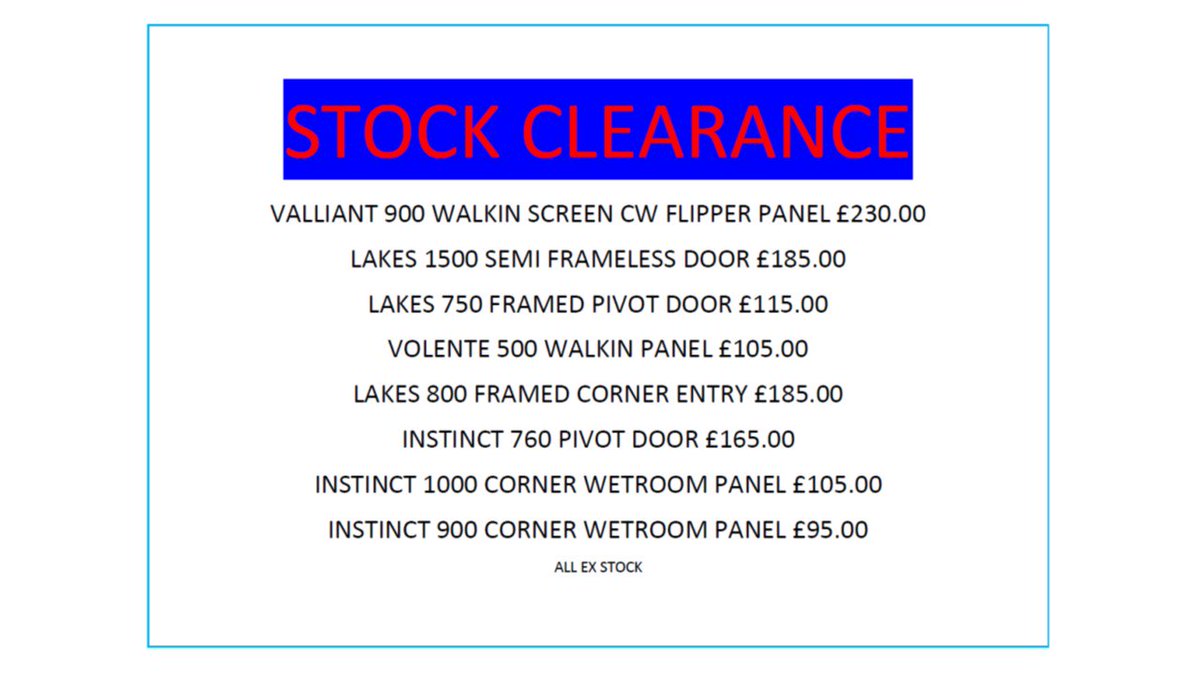 Who Wants Some Cheap Shower Screens? ???? 

We've got some going cheap! have a look! All of them are available at our SHIRE HOUSE DEPOT NOW!