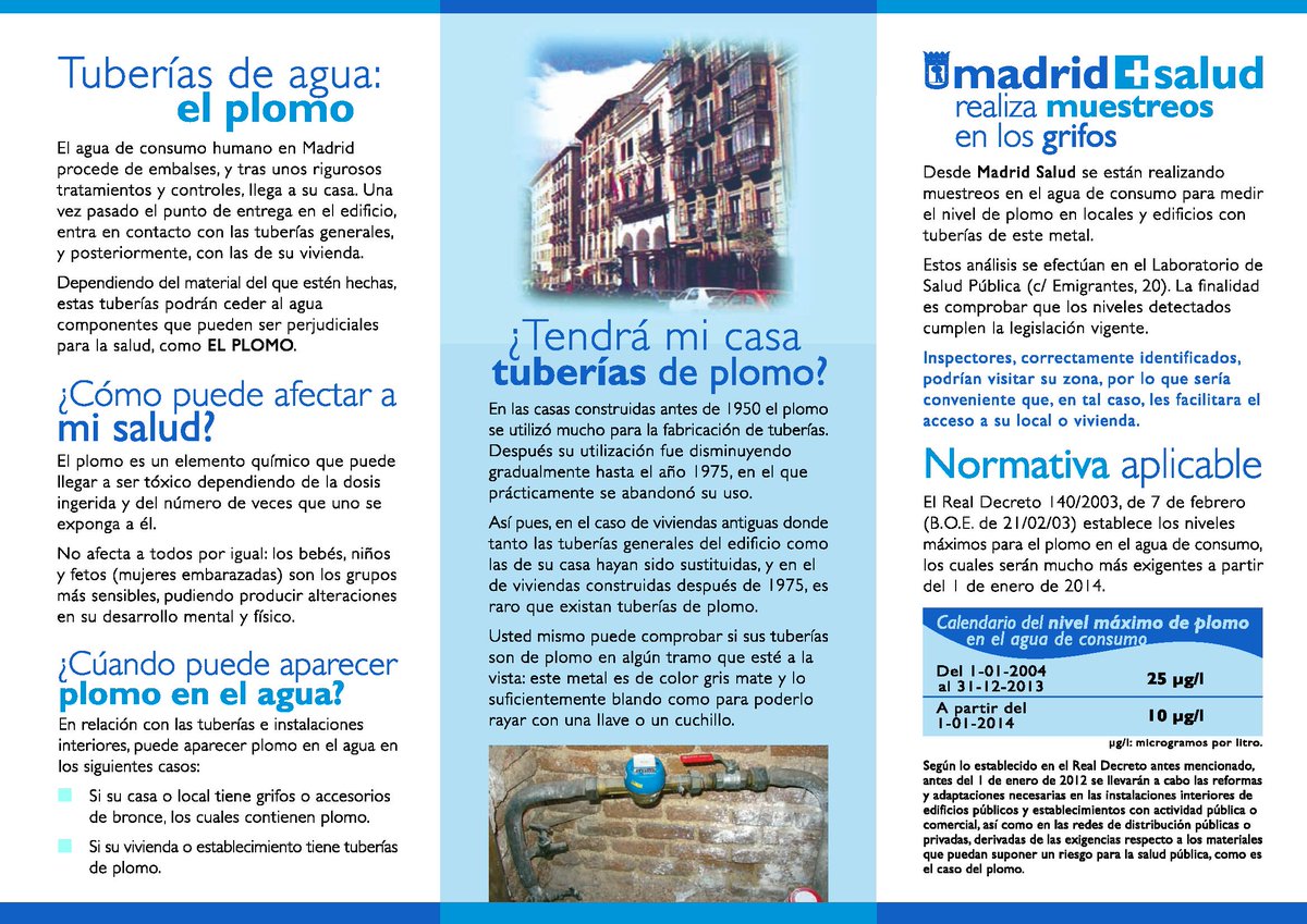 AdFinMMSL's tweet photo. Recomendaciones para reducir los niveles de plomo en el agua de consumo por @madridsalud https://t.co/dDFzBP7qkQ