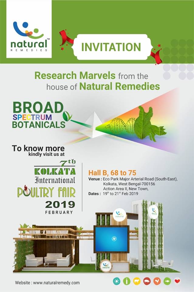 NRAHP's tweet image. Come join us for #PoultryFair Exhibition at Eco Park, Kolkata
Date:-  19th to 21st February 2019.
We&apos;re at Hall - B, Stall No: 68 to 75
Meet us there to know about #GreenerSolutions 
#Poultry #NaturalRemedies