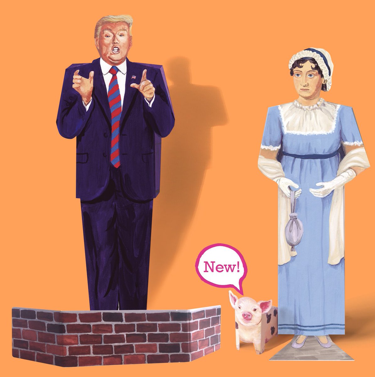 Pop Up Idol Trump and Jane Austen   - available now! rosieflo.co.uk #trump #thewall #JaneAusten