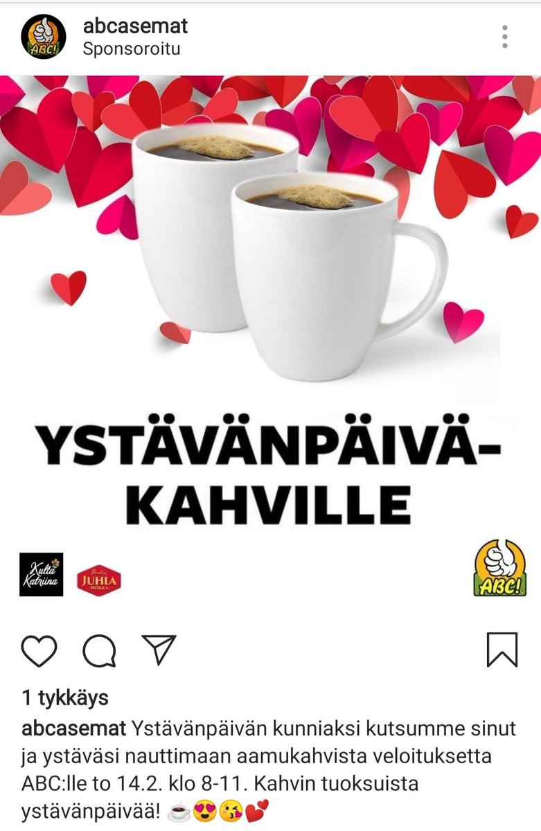 Qulinaristi's tweet photo. Menkää ja tehkää oikein pitkät jonot. #abcasema #ystävänpäivä #kahvi https://t.co/P2dqlpyM2k