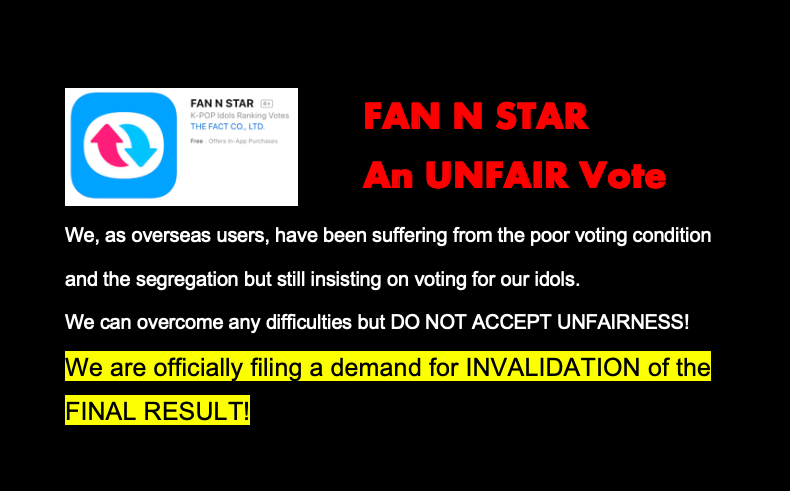linbaolan's tweet photo. #UnfairFannstarVote @thefactnews 
We need a fair voting environment. We don't accept unfair voting results. https://t.co/Oc6PEOyr6h