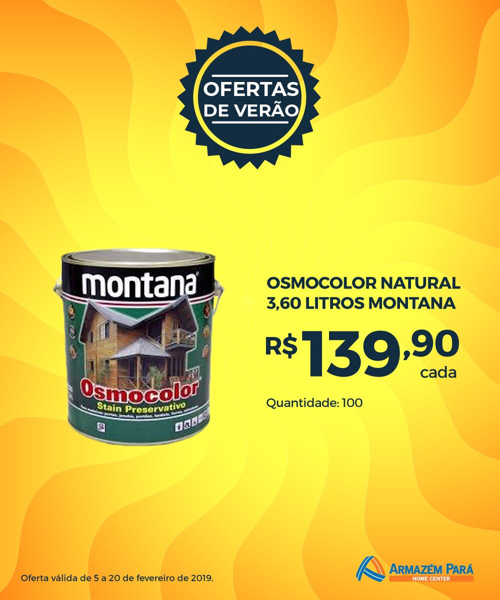 ArmazemPara's tweet photo. ☀️ Ideial para aplicações em madeira, a Osmocolor Stain Preservativo é sinônimo de qualidade e eficiência na prevenção contra fungos. Aproveite!
.
#OfertasDeVerao #Ofertas #Promocao #Verao #Reforma #Pintura #ArmazemPara https://t.co/YhdmNTVzoB