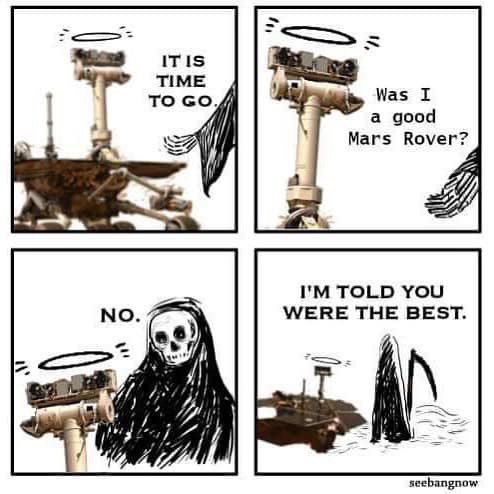 ET_Exists's tweet photo. This about sums it up. I legit cried when reading it. Credit @JConafay for the photo. 😢😢😢😢😢😢😢😢😢😢😢😢😢😢😢 #marsrover #Oppy #Opportunity #NASA #GoodbyeOppy #MissYouOppy #GoodJobOppy #RIPOppy https://t.co/Lg6aRHO4Zo