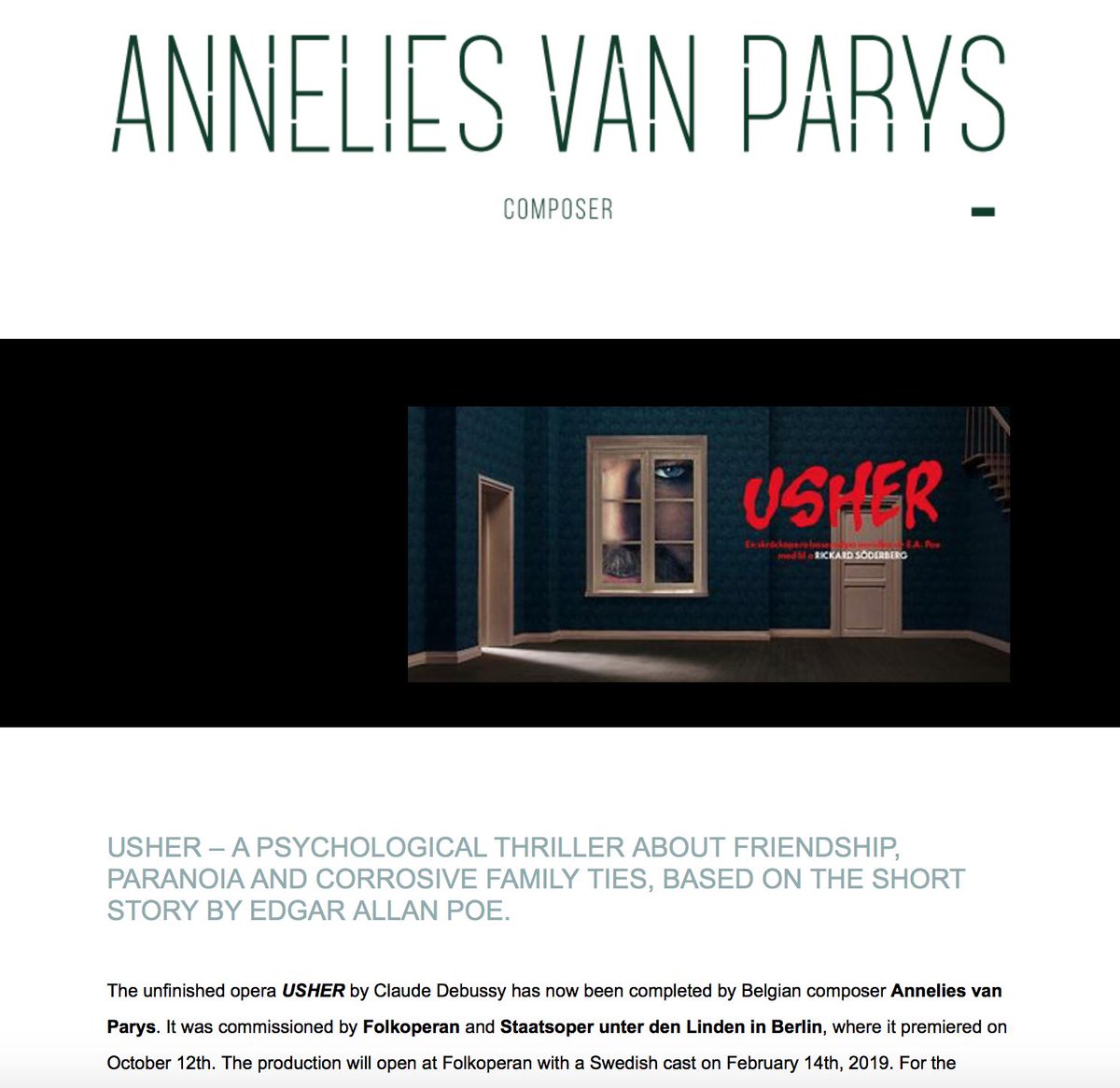 Tallieu Art Office (@tallieu_art) on Twitter photo #news #newsletter #composer #anneliesvanparys #USHER #opera #debussy #swedishpremiere <a href="/Folkoperan/">Folkoperan</a> <a href="/PhilippeQuesne/">Philippe Quesne</a> <a href="/gaeaschoeters/">gaea schoeters</a> #maritstrindlund - Read More: bit.ly/2TMLCfp #news #newsletter #composer #anneliesvanparys #USHER #opera #debussy #swedishpremiere <a href="/Folkoperan/">Folkoperan</a> <a href="/PhilippeQuesne/">Philippe Quesne</a> <a href="/gaeaschoeters/">gaea schoeters</a> #maritstrindlund - Read More: bit.ly/2TMLCfp