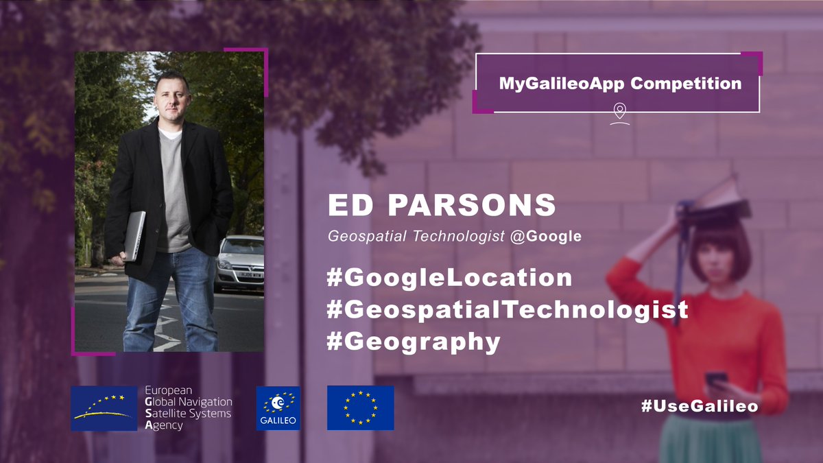 Our 3rd #MyGalileoApp mentor is a specialist in #geography &amp; #location! 

Get ready to make the most out of #space with <a href="/edparsons/">Ed Parsons</a>, a Geospatial Technologist of <a href="/Google/">Google</a> &amp; a member of <a href="/opengeospatial/">Open Geospatial: OGC</a>. 

Learn more: gsa.europa.eu/mygalileoapp-c…

#UseGalileo #GoogleLocation #geospatial