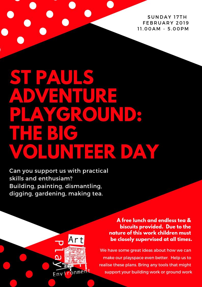 Come and help out at our volunteer day at St Pauls Adventure Playground this Sunday! Free lunch provided! #StPaulsBristol
