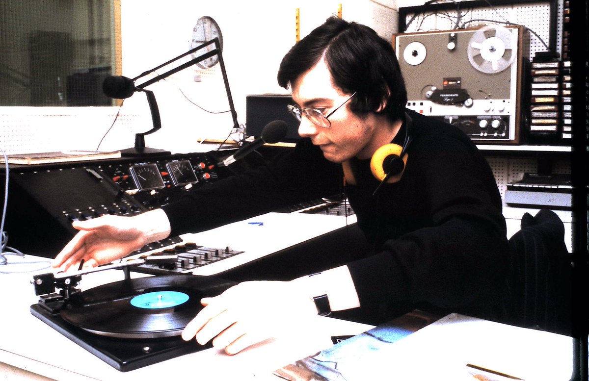 StephenFoz's tweet photo. It’s #NationalRadioDay today so I’d like to salute my favourite music presenters  : #AndyArcher, #JohnnyJason, #TonyAllen, #SimonBarrett, #JohnPeel, @WhisperingBob and my @HosRadioIpswich mentor #PaulBrown. This pic from late 1970s courtesy of @mark_is_caching. @BBCLocalLover https://t.co/Oh8zRBShNt
