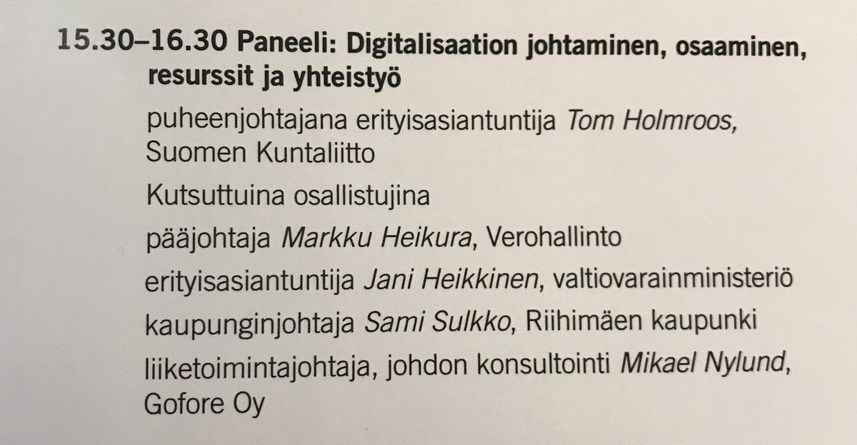 Kello 15.30 kannella 6 laivan etuosassa alkaa talouden ictfoorumin paneeli digitalisaatiosta. Mitä se vaatii kunnan johtamiselta? Tule mukaan kuuntelemaan ja keskustelemaan #fcgrafo #rafo2019 #ictfoorumi
