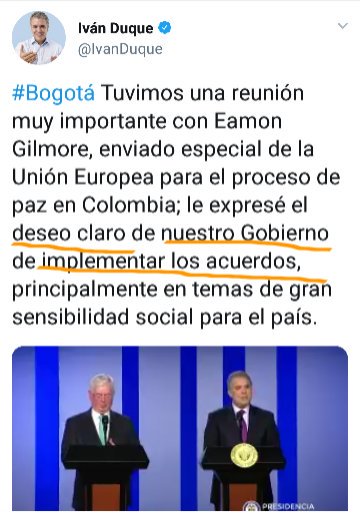 Kattybcn's tweet photo. @tiziribon @IvanDuque Duque desde q se sentó en el sillón no ha cesado de decir "implementación".
Criticaron el bodrio de paz a Santos (así debía ser) y ahora ni mu !
Será q los 🍊 ones no entienden el significado de IMPLEMENTACIÓN por eso aplauden y dicen "tenemos Presidente"❓
Progresía presente! https://t.co/fx7dGh7IS2