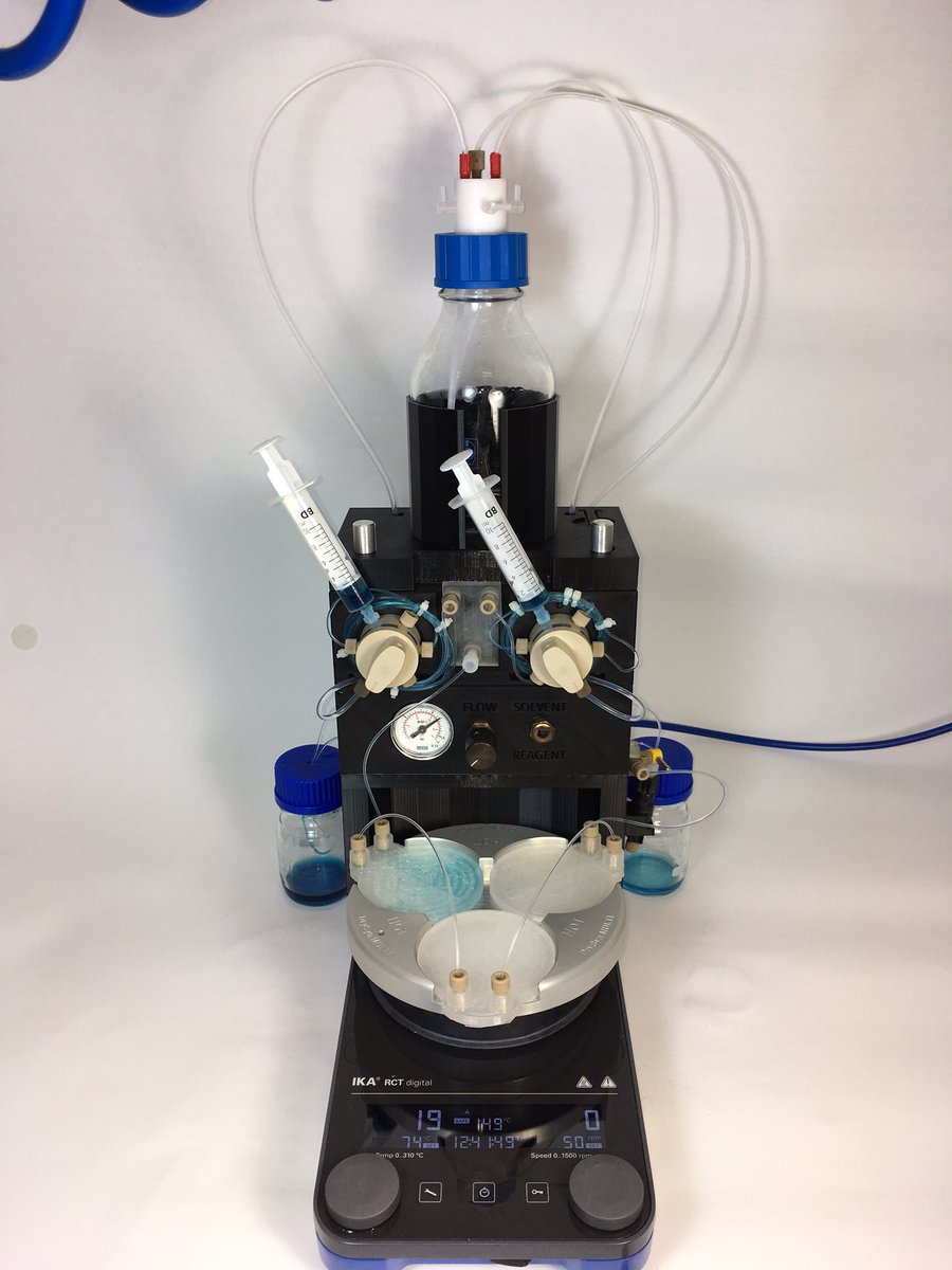 hiltonlab's tweet image. Introducing our new low-cost #continuousflow reactor.  Designed to fit existing lab equipment.  Combined with the #electraflow from a collaboration with @KLchemistry demonstrating how easy it is to carry out chemistry in continuous flow.  Coming to a journal near you soon.