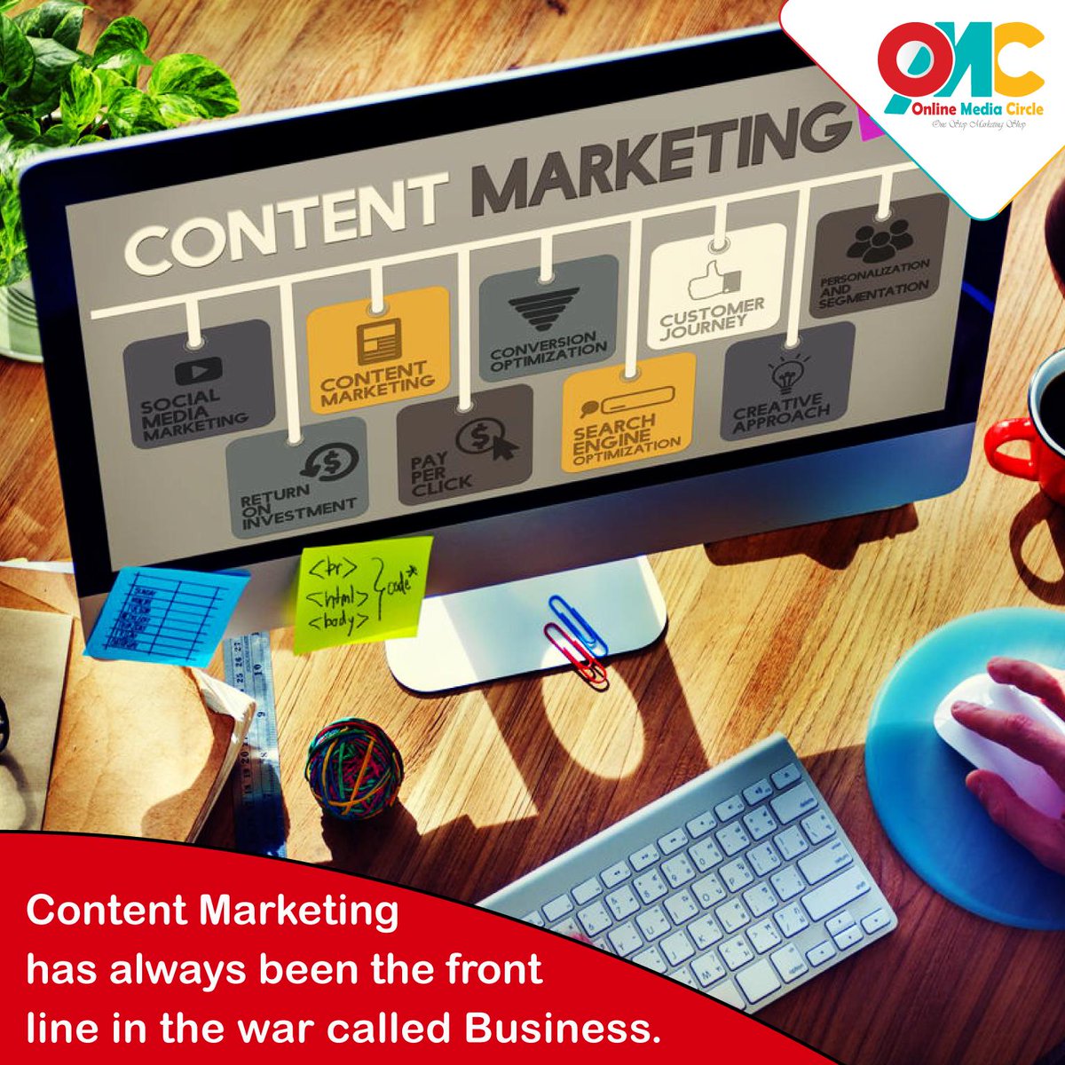 OnlineMcircle's tweet photo. Content Marketing has always been the front line in the war called Business.

#Marketing #Strategy #EmailMarketing #SEO #SEM #B2B_Portal #B2C_Portal #socialmediamarketing #Ideas #webdevelopment #Google_Marketing #PPC #Creative_Designs #Branded_SMS #DigitalMarketing https://t.co/iA14GAWqho