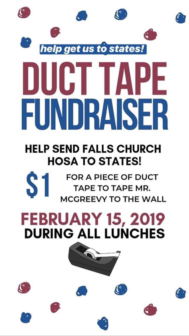Help get us to our states competition! For $1, you can tape Mr. McGreevy to the wall on Friday!