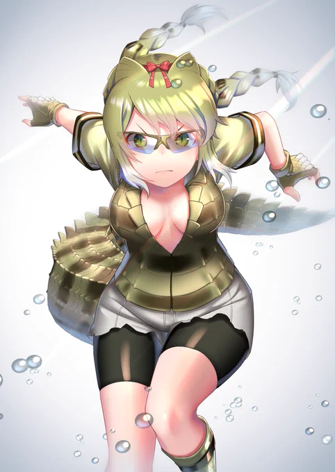 #けものフレンズ 
メガネカイマンちゃん通常・サングラス・メガネ無し描きましたぁ～
皆さんはどれが好みですか? 

私はサングラスカイマンちゃんが好きですっ! 