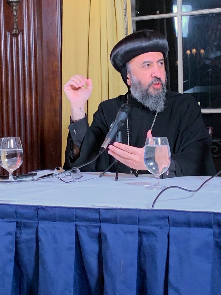 CopticMediaUK's tweet photo. 'We as Christians have a responsibility, to never forget...to follow in the footsteps of our Lord, and to advocate (Luke 4:18)' Archbishop Angaelos @BishopAngaelos #21Copts @PressClubDC @RFInstitute @PloughBooks @elizagriswold https://t.co/j9y41TmbSw