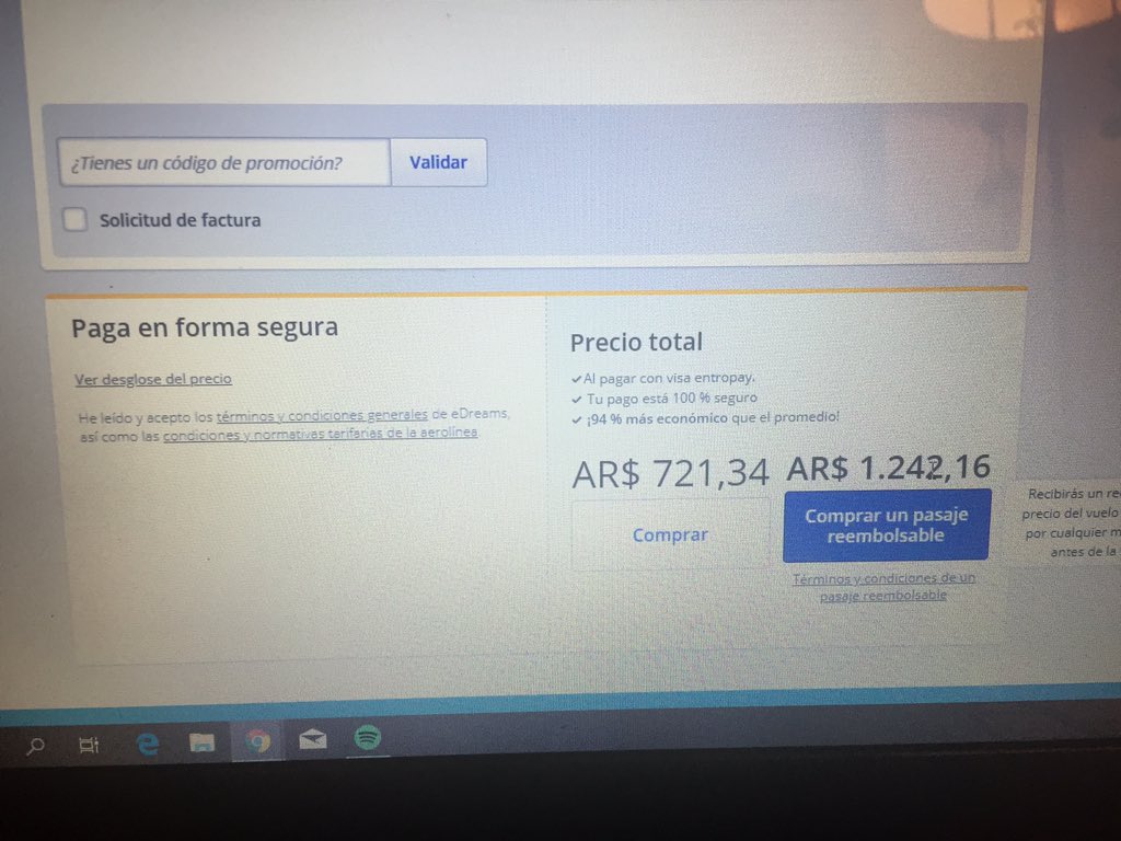 leotito1983's tweet photo. Penoso engaño de @eDreams_es @eDreams_en @eDreams_fr @edreamsWKOW @eDreams_it  @eDreams_pt @eDreams_ODIGEO . Al sacar pasajes figuraba un precio y al confirmar la reserva el mismo se triplico. ESTAFA! A modo legal no puedo hacer nada pero abusaron de la buena fe. Abone: 2500 👎 https://t.co/4cjoXMRcdG