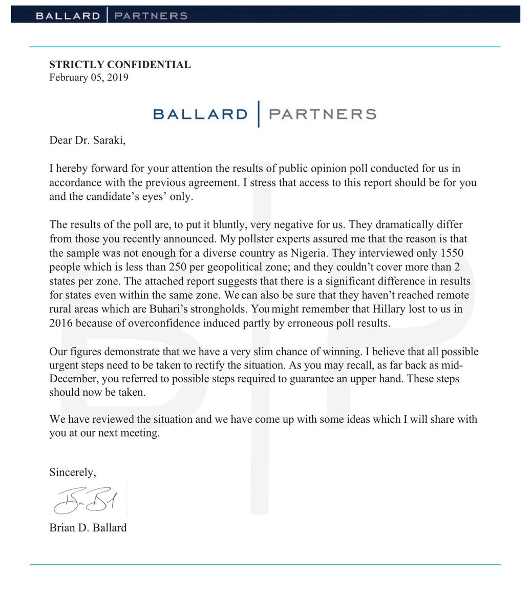 jeffphilips1's tweet photo. BREAKING: Foreign firm hired by the Atiku Campaign Organization headed by Bukola Saraki predicts loss for Atiku
“The results of the poll are, to put it bluntly, very negative for us”

Read total report here...👇

https://t.co/5dTSVwcEjc https://t.co/tL503zG6p7