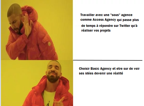 agency_basic's tweet photo. @AccessAgency1 J'espère que vous apprécierez la qualité de la photo cette fois-ci. Bien que ce petit moment de distraction ne m'ait point déplu, je vous prie de cesser vos attaques et de retourner réaliser les projets de vos clients. Enfin si vous en avez. https://t.co/plKpOEzYet