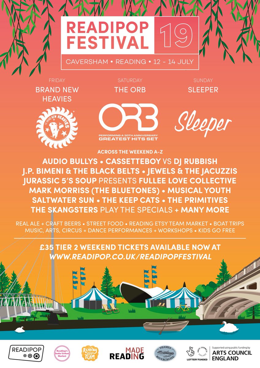 Readipop's tweet photo. So, since our first line-up announcement for Readipop Festival last Monday, ticket sales have shot up to match May last year. Thank you everyone supporting the charity and the festival. If you want Tier 2 weekend tickets (£35 each!) before they go, head to https://t.co/oKCK6dbfeV https://t.co/rrtzsEVvdy