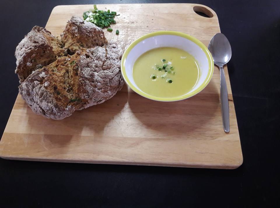 Lindengate's tweet photo. Hungry? Look at what our Gardeners made: Parsnip Soup &amp; Herb Soda Bread, made with fresh parsley, coriander, rosemary and spring onions - all grown at Lindengate by our very own Gardeners (Service Users). #CycleofNature #MentalHealth https://t.co/IuyGqlWhMI