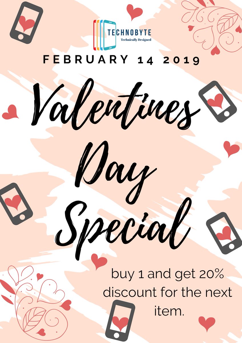 Technobyte_co's tweet photo. It's the 14th of February tomorrow! To celebrate hearts day, we are giving out discounts! Buy 1 and get 20% discount for the next item 😱😍 Visit technobyte!

Happy technobyte-ing everyone! https://t.co/jXDH9yNhq0