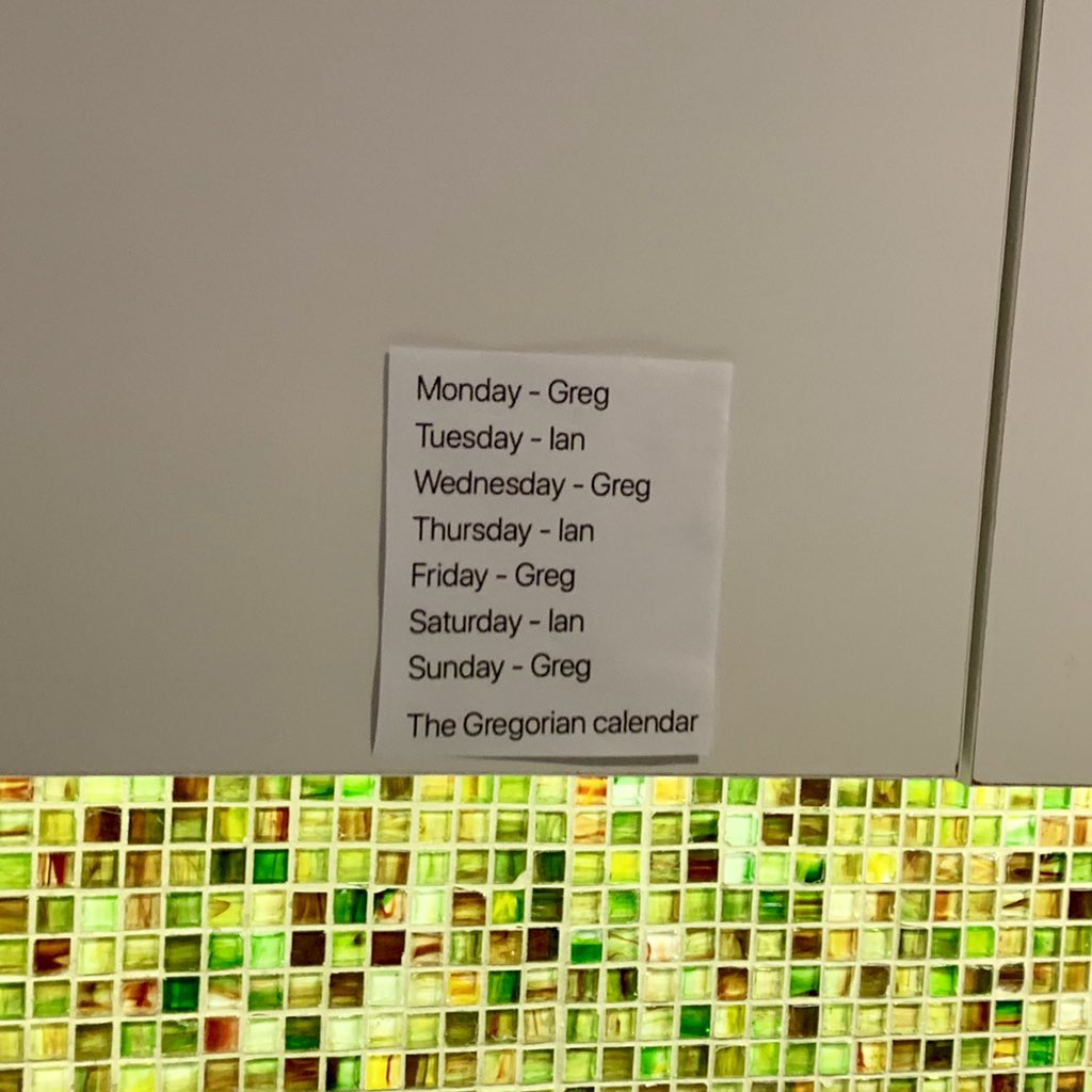 OfficeBanksy's tweet photo. #OfficeBanksy #strikes #again! #Greg #Ian #GregOrIanCalendar https://t.co/ycugBRhhJf