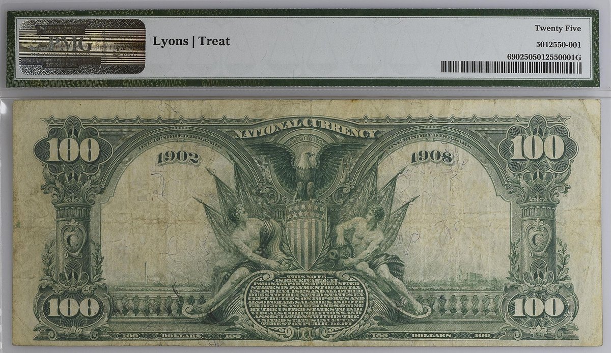 PMGnotes's tweet image. Note of the Day: Oregon, Portland (The First National Bank of Portland) 1902 Date Back 100 Dollars.  Oregon became a state on February 14, 1859.
#pmg #pmgnotes #papermoney #currency #banknotes #notes #oregon #portland #dollars