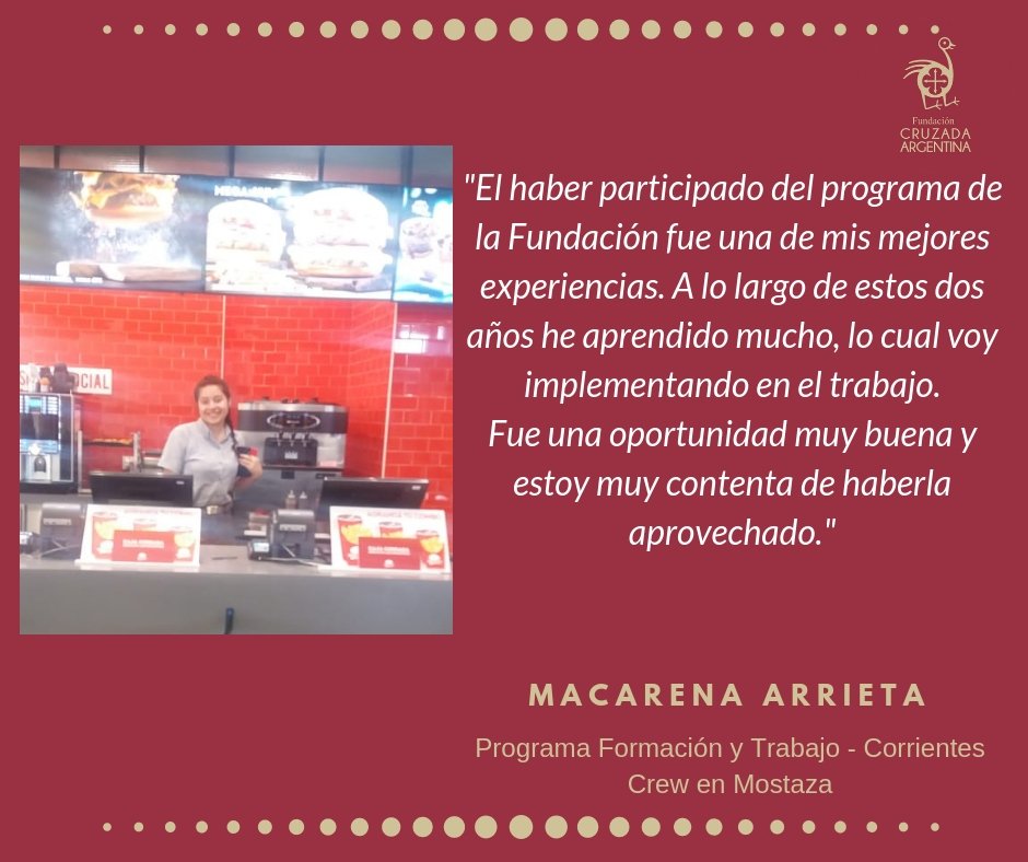 CruzadaARG's tweet photo. Compartimos la experiencia de Macarena, quien logró su primer empleo formal a través del Programa de Formación y Trabajo de la alianza @CruzadaARG - @fundacionforge .

¡Gracias a las diferentes empresas por confiar en los jóvenes del programa!

#FormaciónyTrabajo #EmpleoJoven https://t.co/5705qKUT0S