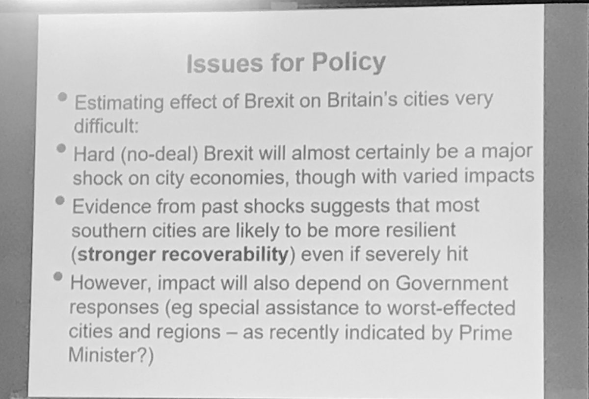 YorkshireUnis's tweet image. Ron Martin of @Catz_Cambridge explaining the impossible nature of estimating the effect of #Brexit on Britain’s cities without not knowing what’s going on. Scenarios can help. #SmartDiversification #ResiliencetoShocks @City_Evolutions @CentreforCities