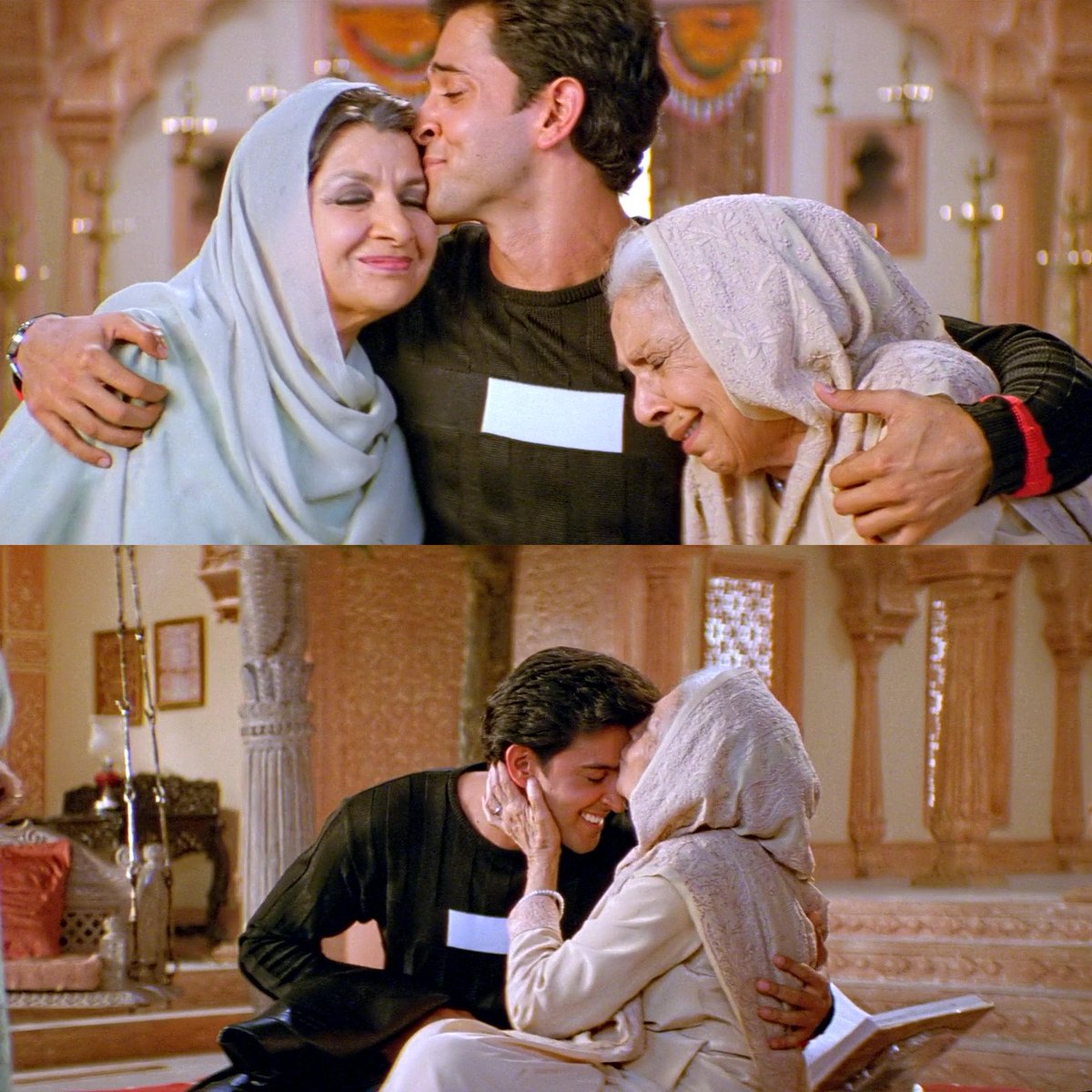 Call me old fashioned...
- but I think the kiss between parents/grandparents and their children/grandchildren is one of the most joyous ones. And even more so when the children are grown up.
#HappyKissDay with an edit with #HrithikRoshan #AchalaSachdev and #SushmaSeth in #KKKG
