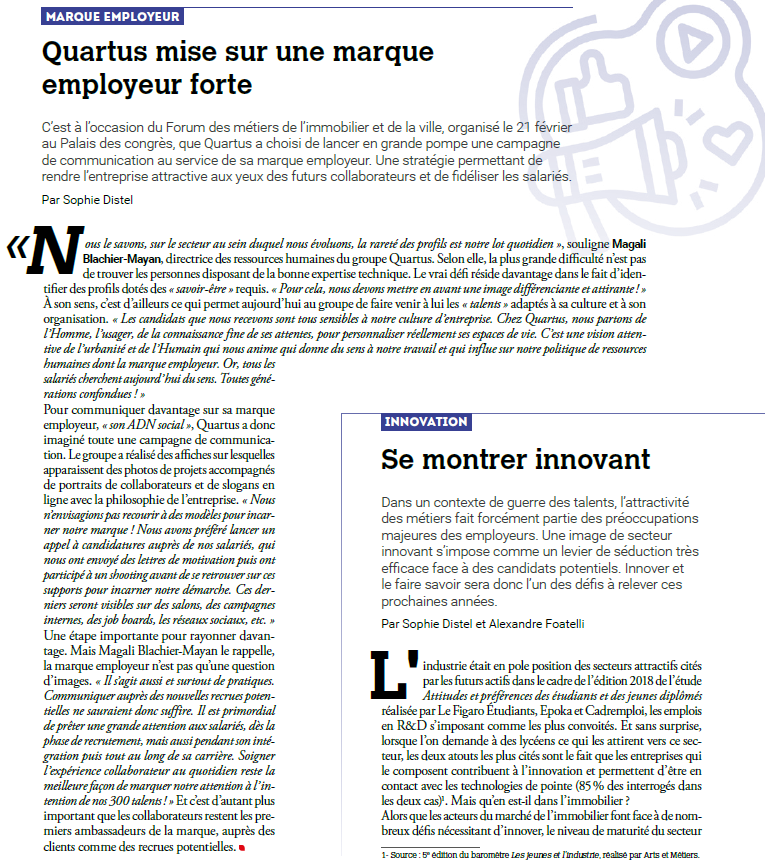 QUARTUS's tweet photo. À l’occasion du Forum des métiers de l’#immobilier et de la #ville, @QUARTUS lance sa campagne de communication au service de la #MarqueEmployeur. Magali BLACHIER-MAYAN, DRH Groupe, revient pour @BusinessImmo sur cette démarche qui valorise les valeurs et la culture du Groupe. https://t.co/AZaQNgvJLv