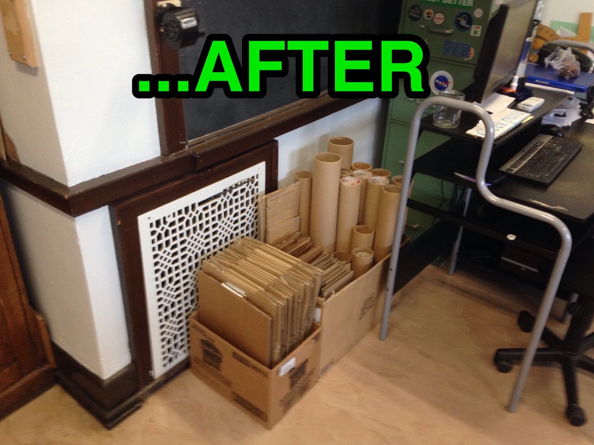 dailystem's tweet photo. If you arrive at school normal time on a delayed start day to organize your #cardboard stash, #YouMightBeaSTEMteacher https://t.co/iqO6H99cdD