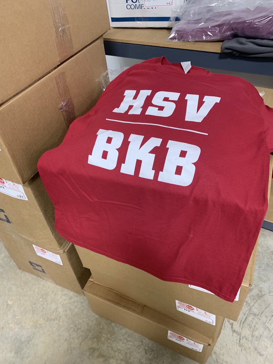 HuntsvilleMBB's tweet photo. HSV BKB Regional Tourney shirts are ready for delivery .. pick up at HHS gym lobby today 3:30 -5:00 .. $5 each .. Shout out to #ShortStopScreenPrinting for the quick turn-around. #GBR #TourneyTime https://t.co/HXS6BRvu3i