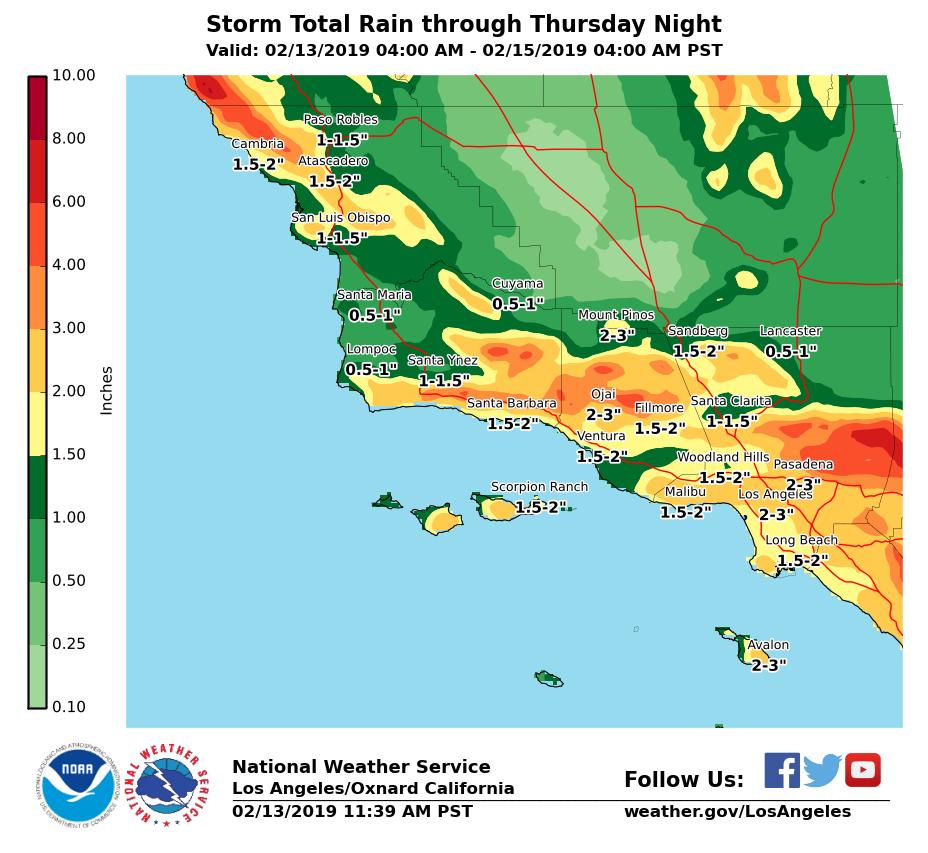 NWS Los Angeles on Twitter "Here are the latest rainfall projections