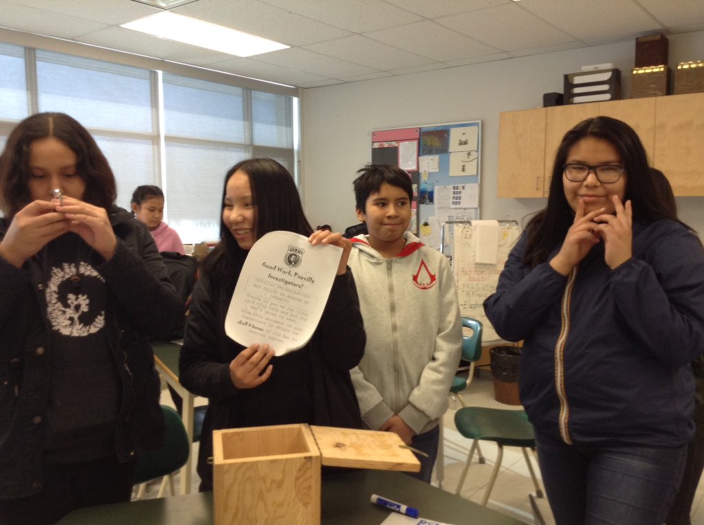 MsKClass's tweet photo. Tell Tale Heart breakout success! Communication, creativity, collaboration, literacy skills &amp; critical thinking. @Exshawschool @MountainEdu https://t.co/pgfJF1nufn