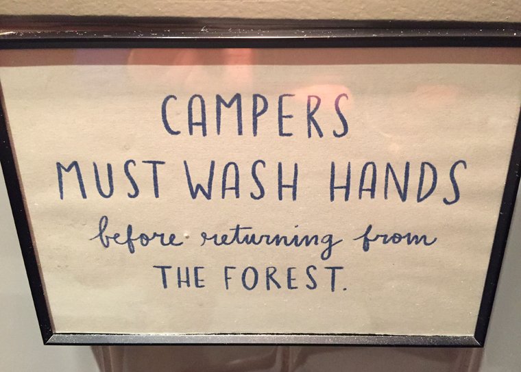 Gotta love how the theme of this restaurant even carries over into the bathrooms. <a href="/CamperMP/">Camper</a> tinyurl.com/y5mrlbrg