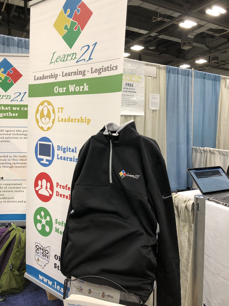 Learn21Team's tweet image. First person to find us in the exhibit hall and ask about #devicemanager wins this Nike Learn21 pullover!  #OETC2019