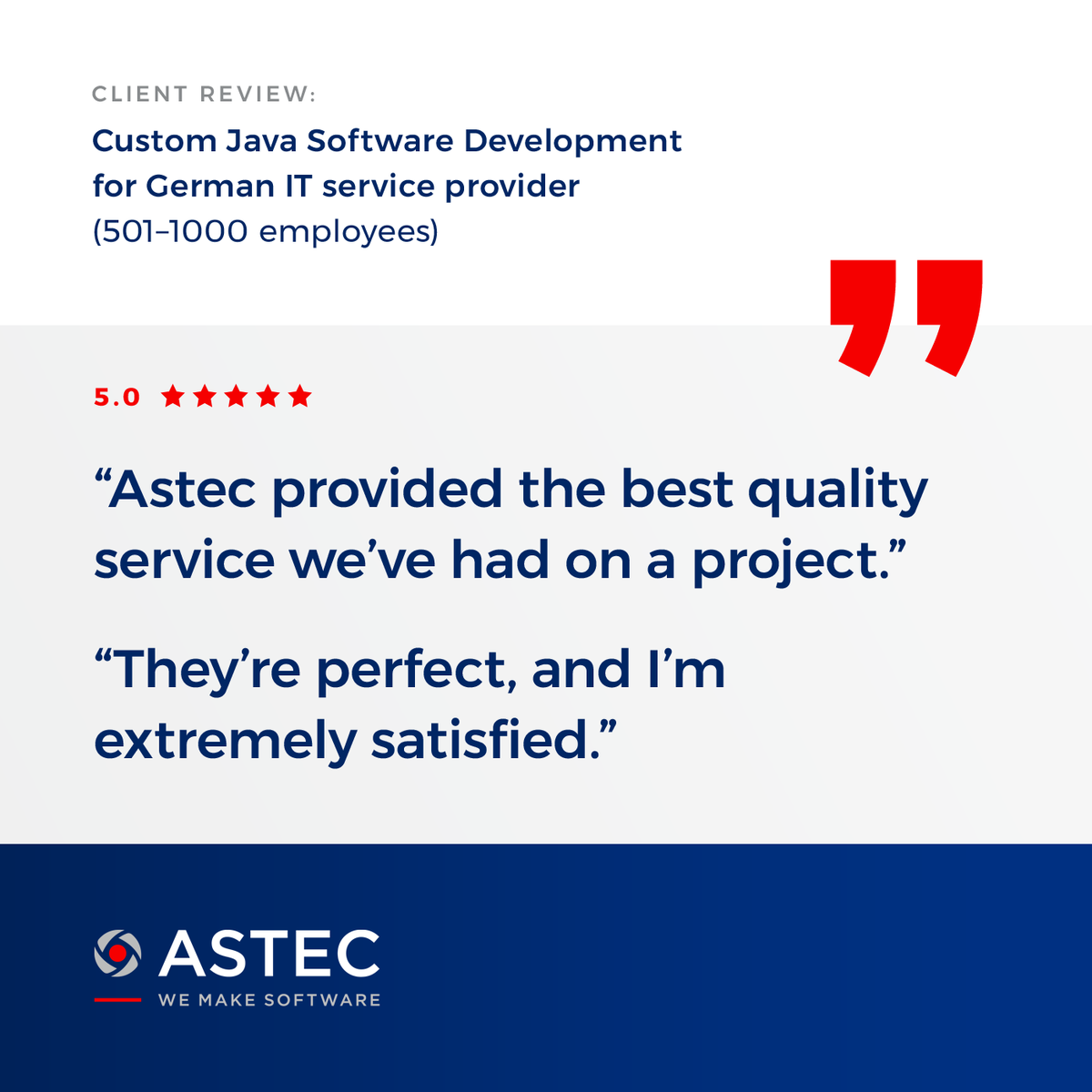 Our client, a leading German IT service provider, asked us to build an application for an automobile manufacturer. Read this independently verified review to learn how we performed: clutch.co/profile/astec#…