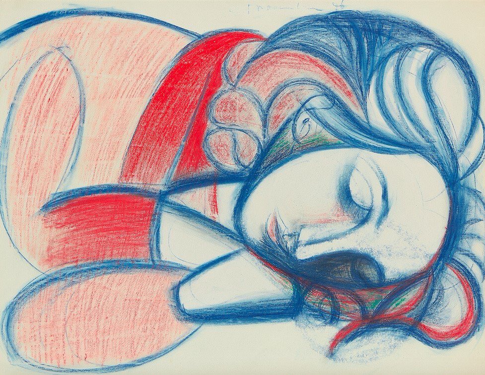 Art_Depot's tweet photo. Portrait of a sleeping woman III, 1946, Pablo Picasso. https://t.co/2JOJ27c2eb
