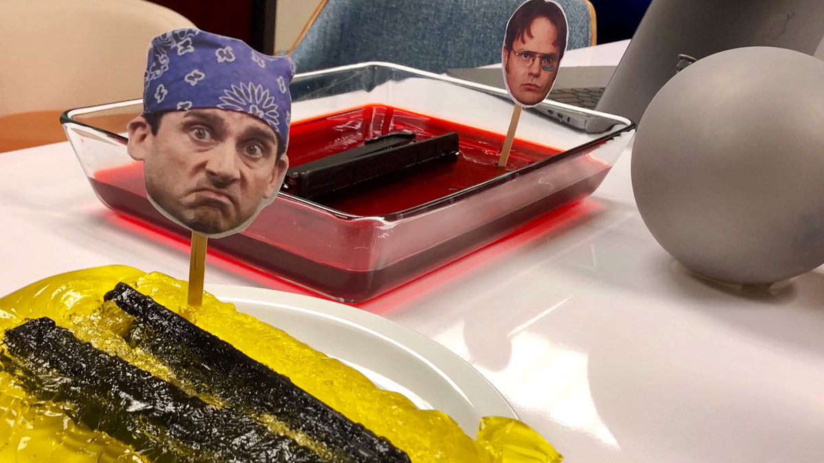 MereMcCaskill's tweet photo. When a paper company hosts a Dunder Mifflin themed party. Hbd, Lindsay! https://t.co/LyWxTOm9rm