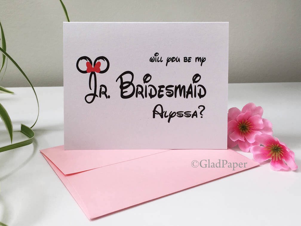 Custom Will You Be My Jr Bridesmaid card Disney, Bridesmaid card, Personalize Wedding Inviation card, Personalize Bridesmaid cards #weddings #bridesmaidcard #weddinginvitation #customweddingcard #customweddingcards #bridesmaidcards etsy.me/2GFqFiI