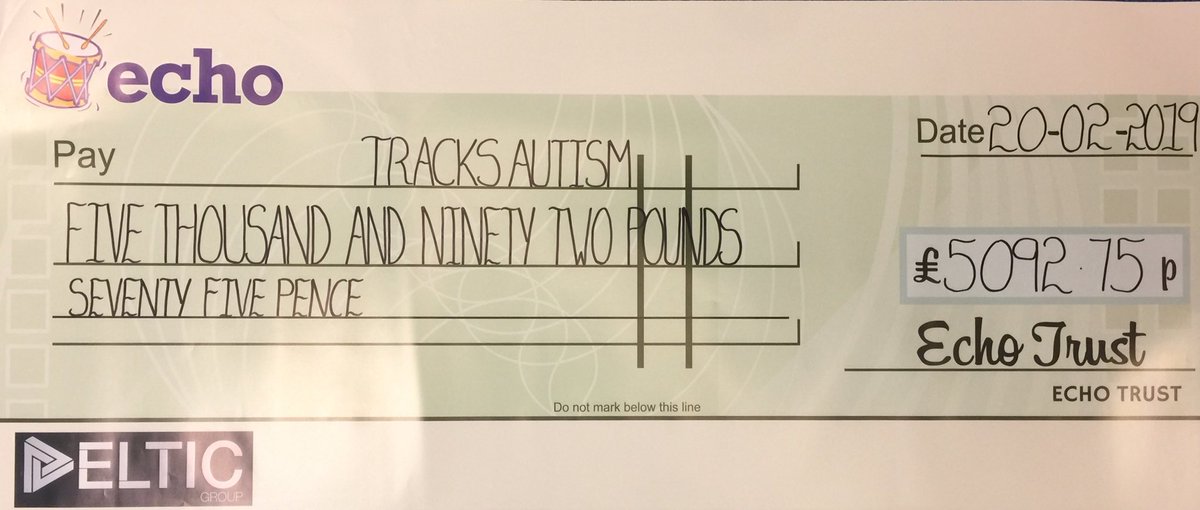 Proud to be sending this grant to ⁦<a href="/tracksautism/">Tracks (autism)</a>⁩ Stevenage to support their brilliant work! Funds raised by ⁦<a href="/BarandBeyondSte/">Bar & Beyond Stevenage</a>⁩ congratulations! ⁦@TheDelticGroup⁩