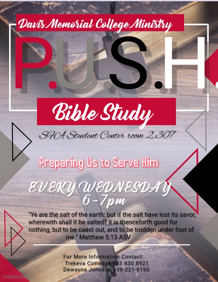 DMoPUSH's tweet photo. First Bible study lesson of the year started today! We are going to dive in and get into some questions pertaining to the topic tonight. Meet us there! You don't want to miss. #dmopush https://t.co/khJAzrFqJz