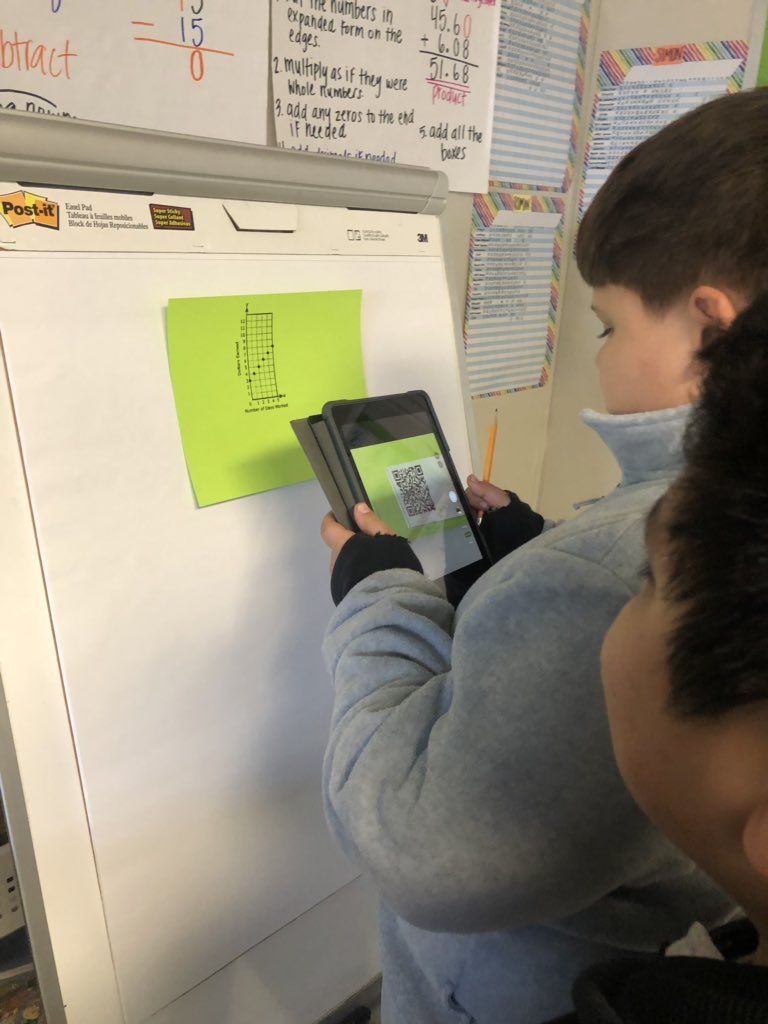 Galvan_Nicole10's tweet image. QR codes were a hit today! Great way to get the kids engaged in learning about scatter plots #ThePughWay #math #engaged