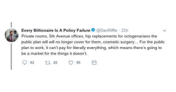 Dan Riffe - policy guy for Ocasio-Cortez deletes tweet that medicare for all will eliminate hip replacements