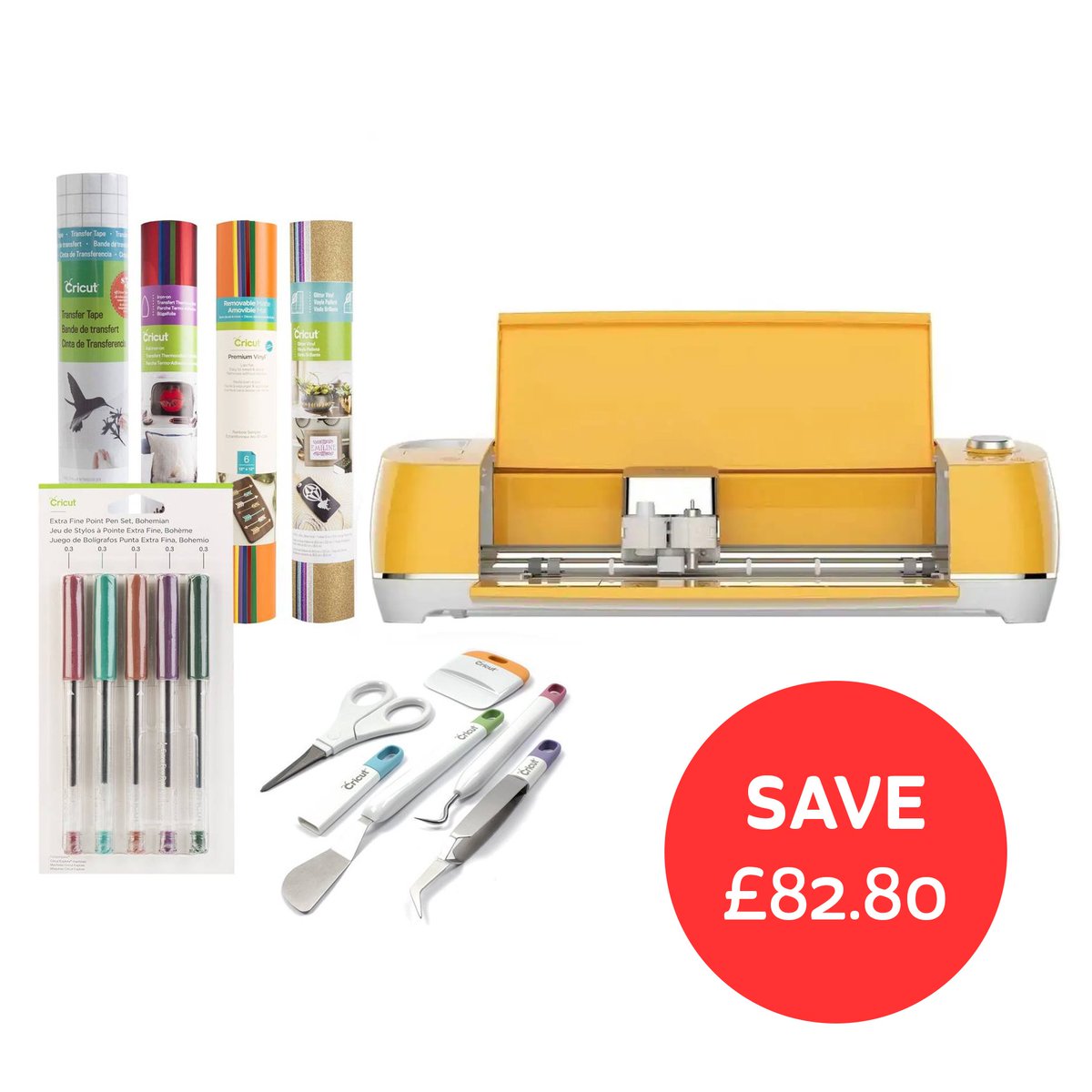 Hobbycraft's tweet photo. Save a whopping £82.80 when you purchase the Cricut Explore Air 2 Starter Bundle.
Available in Mint, Sunflower Yellow and Peacock Blue, it’s ideal for those just starting out on their Cricut Journey.
Shop online now: https://t.co/LLoz7QCfnT
#Cricut #ExploreAir2 #Hobbycraft https://t.co/Abuutbc88m
