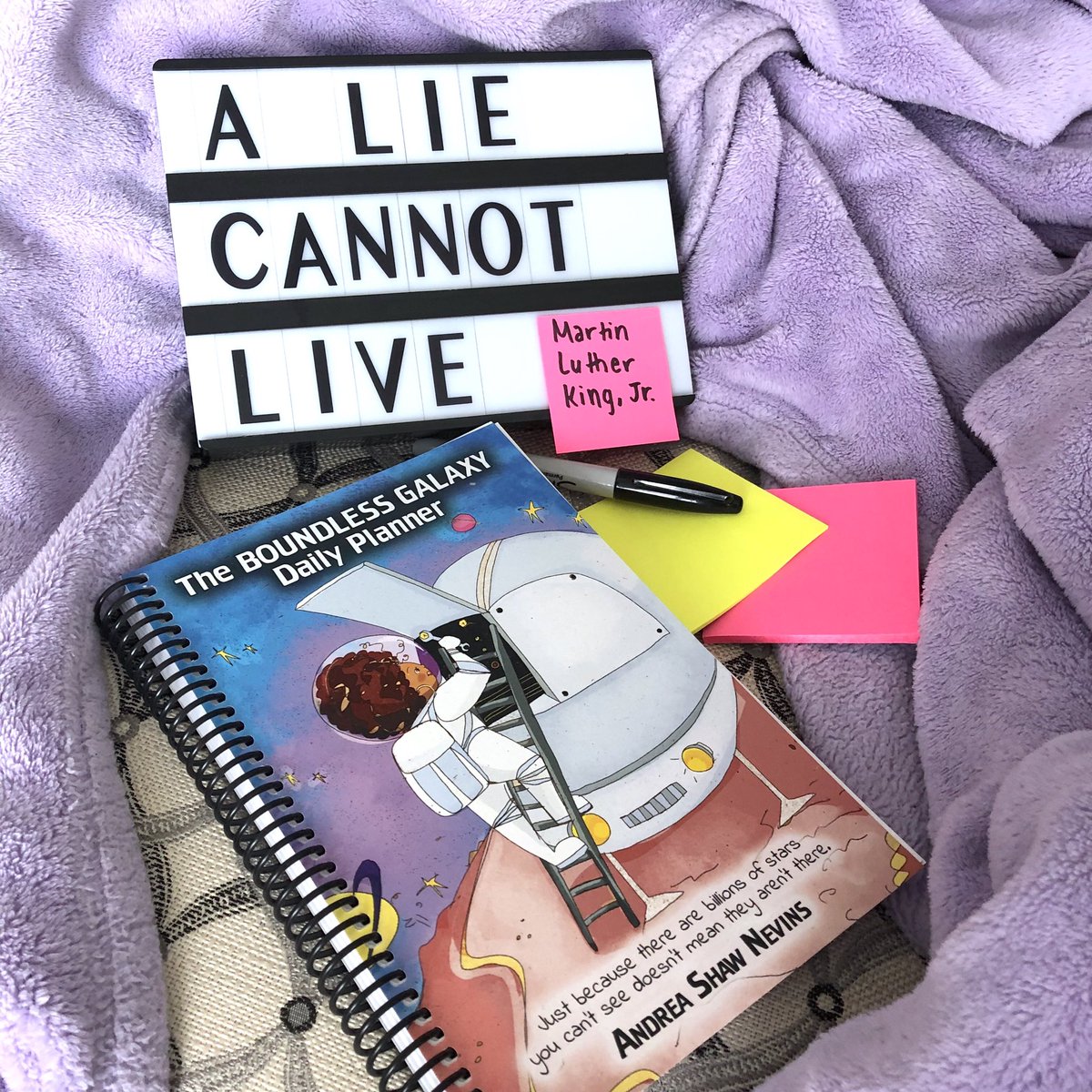 AndreaSNevins's tweet photo. Stay true to your goals with The Boundless Galaxy Daily Planner! Order it on #AmazonPrime today: https://t.co/b2stXE16O2 #BlackHistoryMonth https://t.co/189YP5Ovbw